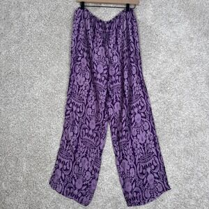 VTG  August Moon 100% Silk Printed Pants Pull On Wearable Art - Medium